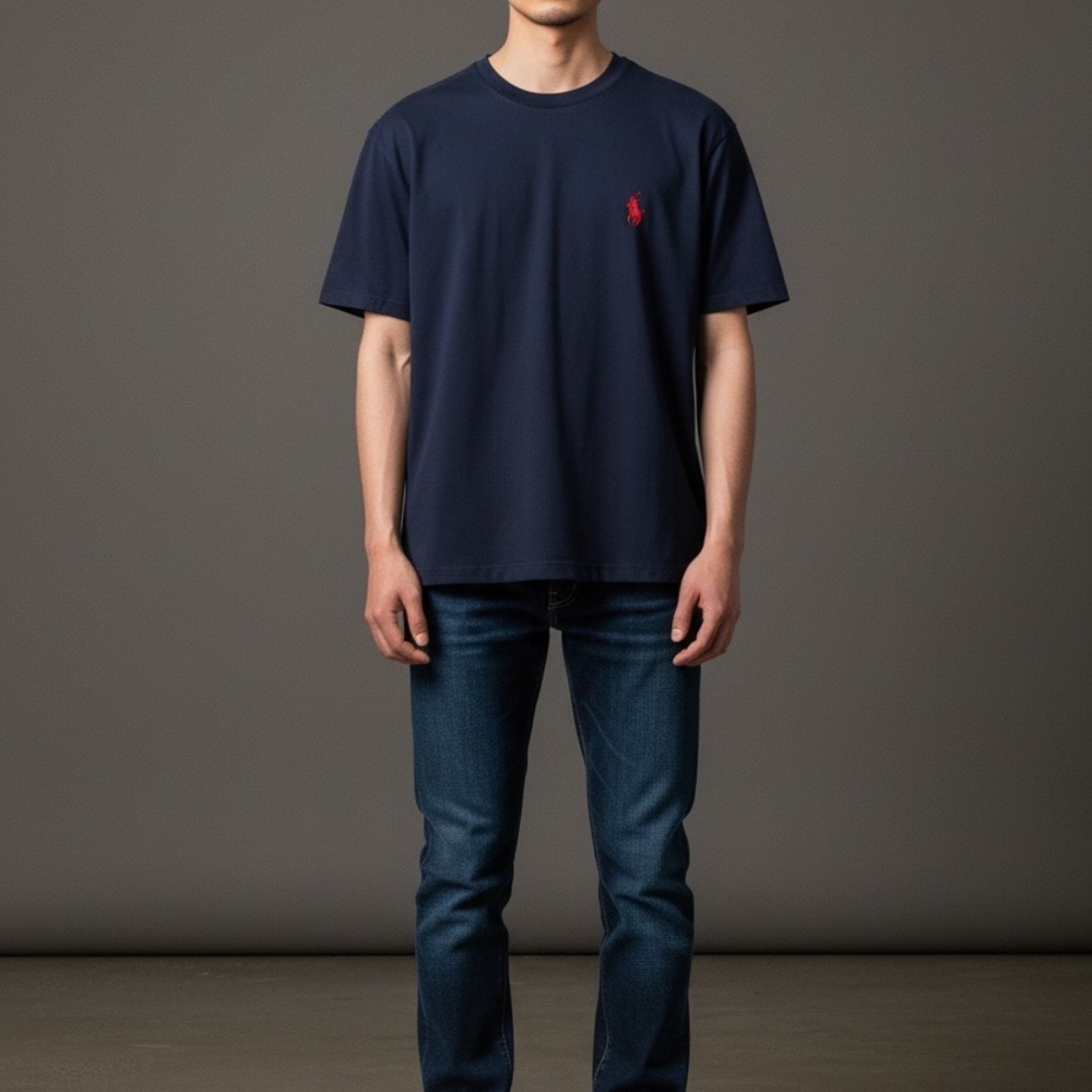 Polo Ralph Lauren Custom Fit Navy Blue Crewneck T-Shirt Men’s Size Large